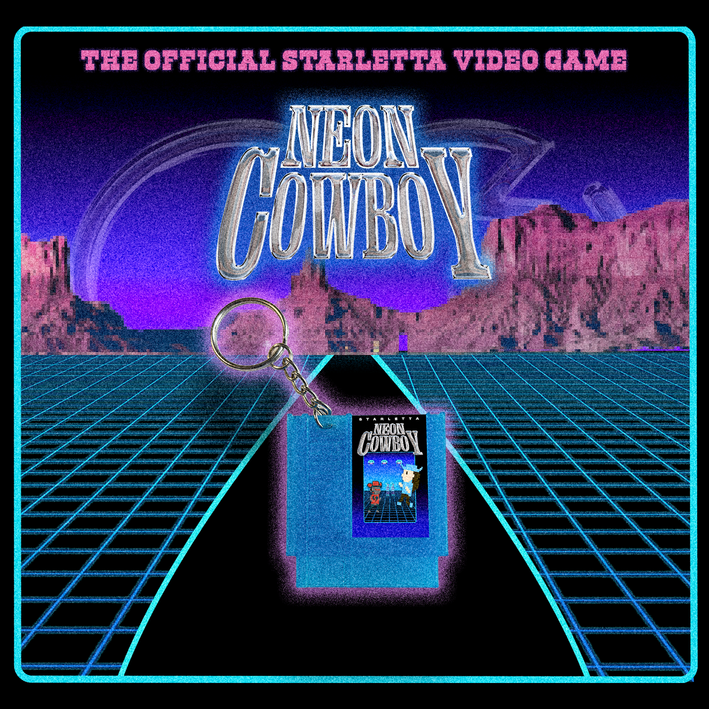 “Neon Cowboy” Video Game (Cart Keychain)